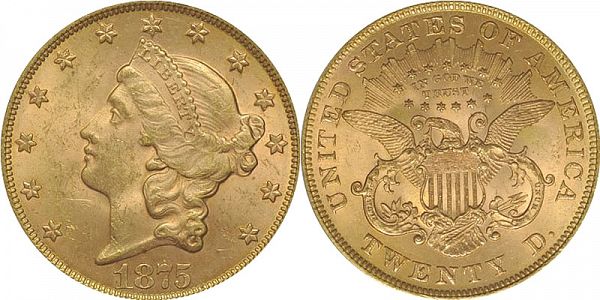 Coronet Head Gold $20 Double Eagle Twenty D - With Motto US Coin